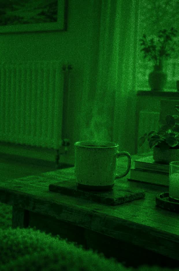Night — green phosphor night vision